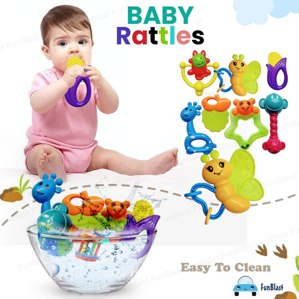 FUNBLAST PLASTIC RATTLES AND TEETHERS