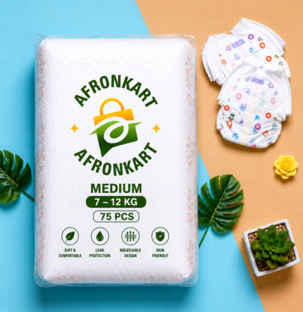 AfronKart Baby Diaper M (7–12kg) – 75 PCS