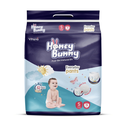 Honey Bunny Premium Baby Diaper Pants – Small (4–8 Kg) | 78 Pcs